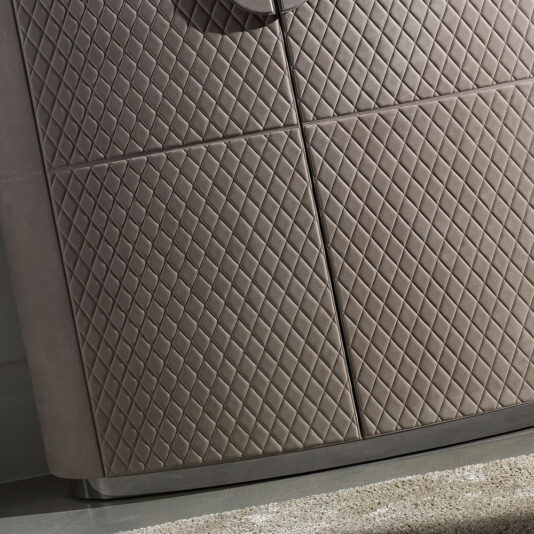 Tall Italian Designer Quilted Nubuck Leather Cabinet Italian Designer Quilted Nubuck Leather Tall Cabinet