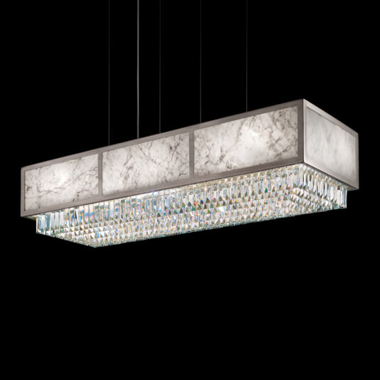Italian Designer Rectangular Marble Chandelier With Crystal Pendants Italian Designer Rectangular Marble Chandelier With Crystal Pendants