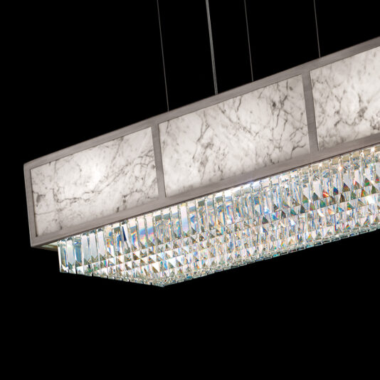 Italian Designer Rectangular Marble Chandelier With Crystal Pendants Italian Designer Rectangular Marble Chandelier With Crystal Pendants