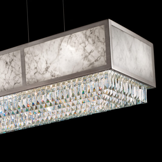 Italian Designer Rectangular Marble Chandelier With Crystal Pendants Italian Designer Rectangular Marble Chandelier With Crystal Pendants