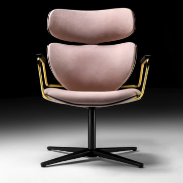 Italian Designer Retro Leather Swivel Armchair