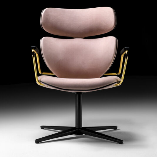 Italian Designer Retro Leather Swivel Armchair