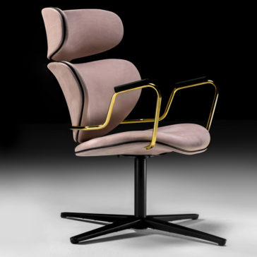 Italian Designer Retro Leather Swivel Armchair