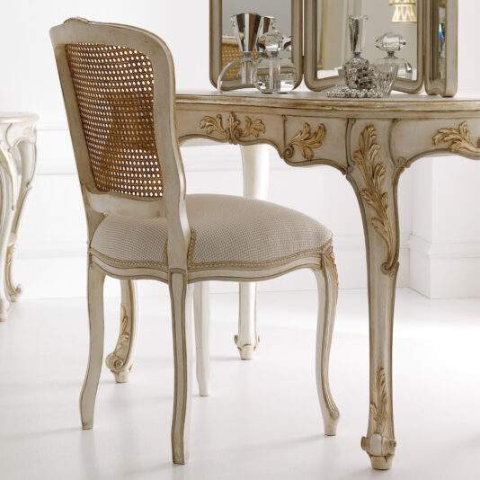 Italian Designer Rococo Dressing Table Set Italian Designer Rococo Rattan Chair