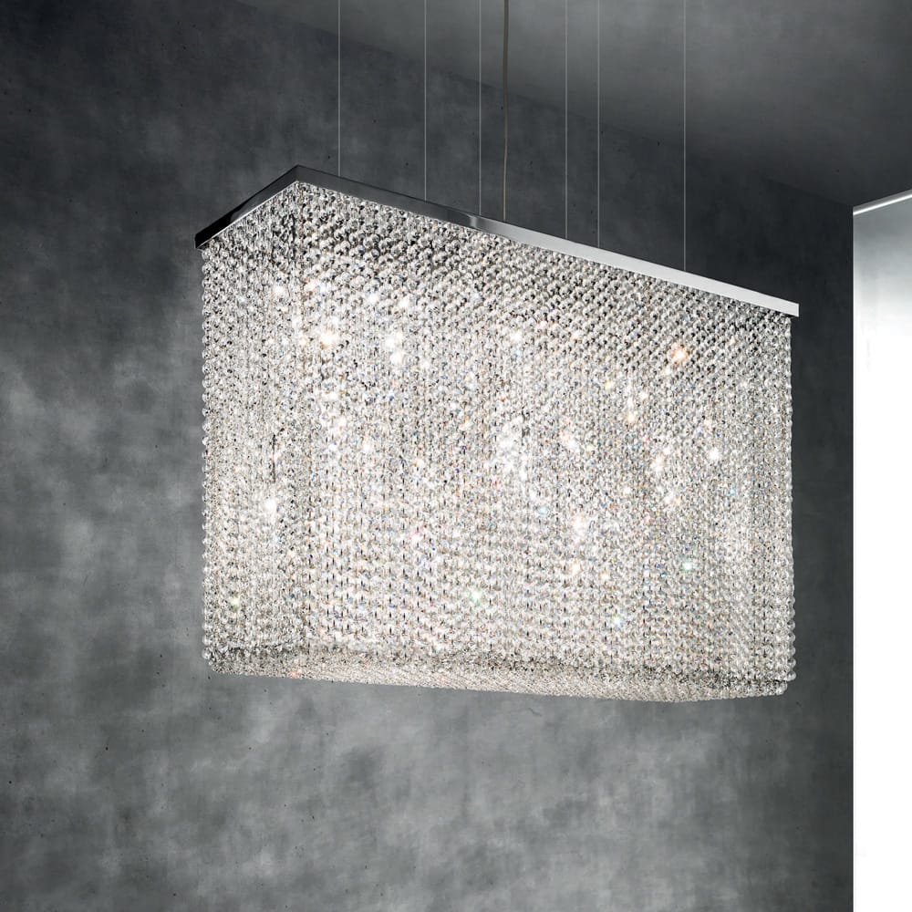 Italian Designer Crystal Rectangular Contemporary Chandelier