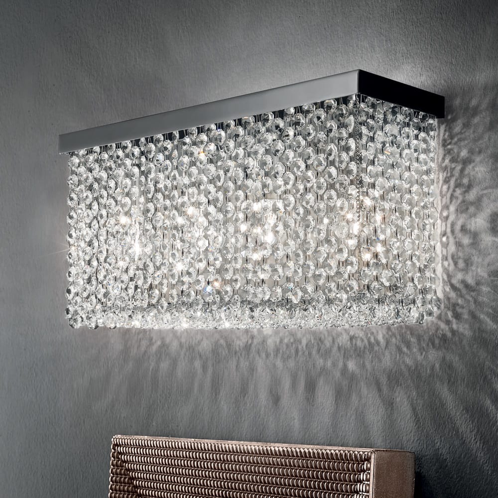 Italian Designer Crystal Rectangular Wall Light