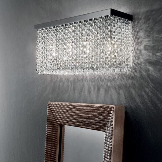 Italian Designer Swarovski Crystal Rectangular Wall Light