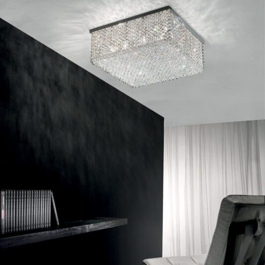 Italian Designer Crystal Square Contemporary Ceiling Light Italian Designer Swarovski Crystal Square Contemporary Ceiling Light