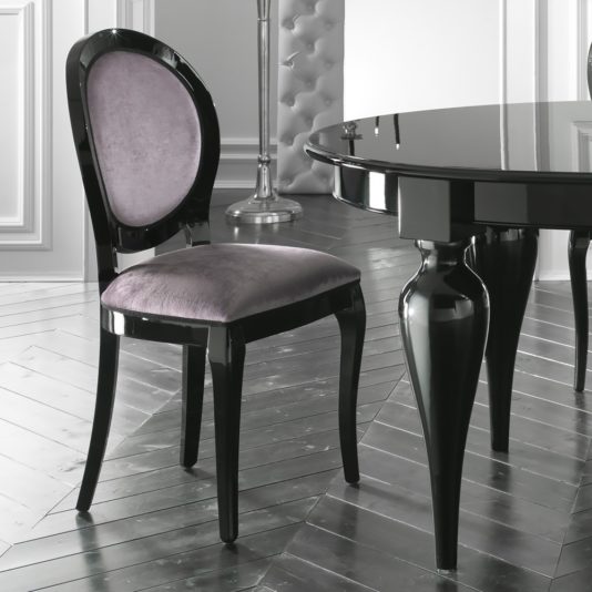 Italian Designer Velvet Lacquered Dining Chair