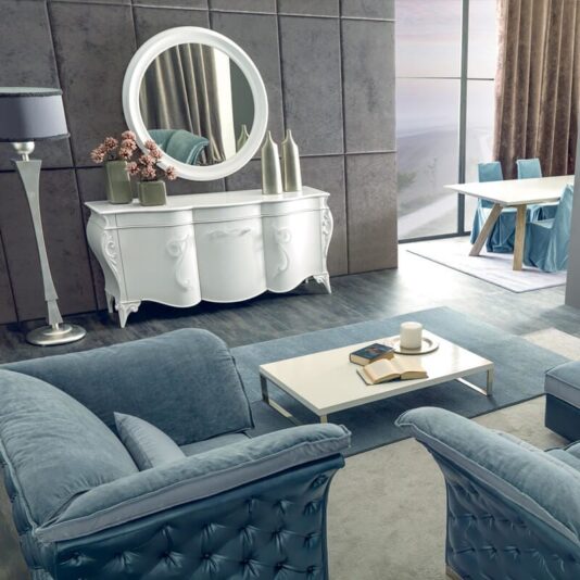 Italian Elaborate 3 Door Cabinet and Mirror Set