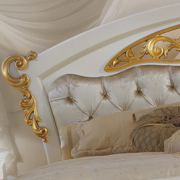 Italian Elaborately Carved Button Upholstered Bed Italian Elaborately Carved Button Upholstered Bed