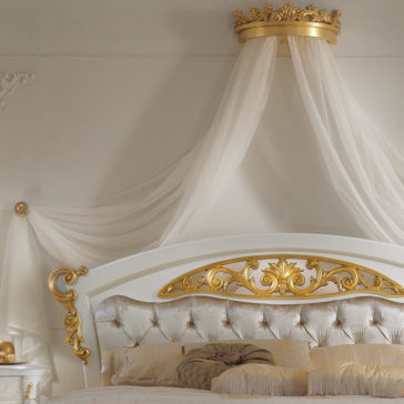 Italian Elaborately Carved Button Upholstered Bed Italian Elaborately Carved Button Upholstered Bed