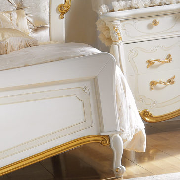 Italian Elaborately Carved Button Upholstered Bed Italian Elaborately Carved Button Upholstered Bed