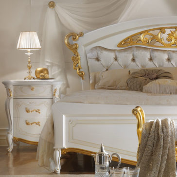 Italian Elaborately Carved Button Upholstered Bed Italian Elaborately Carved Button Upholstered Bed