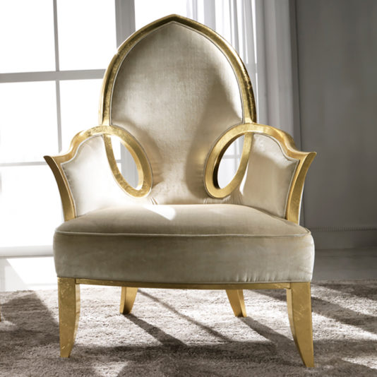 Italian Gold Leaf Upholstered Occasional Chair