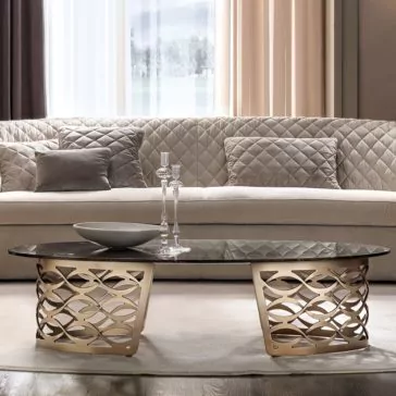 Italian Gold Plated Marble Designer Oval Coffee Table Italian Gold Plated Marble Designer Oval Coffee Table