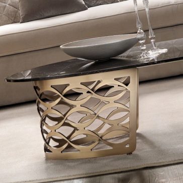 Italian Gold Plated Marble Designer Oval Coffee Table Italian Gold Plated Marble Designer Oval Coffee Table