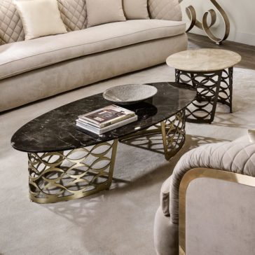 Italian Gold Plated Marble Designer Oval Coffee Table Italian Gold Plated Marble Designer Oval Coffee Table