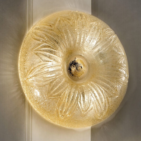 Italian Handmade Amber Glass Circular Wall Light