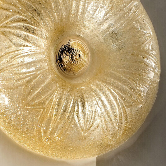 Italian Handmade Amber Glass Circular Wall Light Italian Handmade Amber Glass Circular Wall Light
