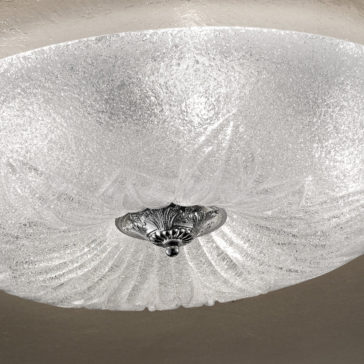 Italian Handmade Clear Glass Circular Ceiling Light Italian Handmade Clear Glass Circular Ceiling Light