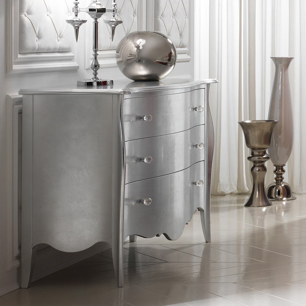 Italian High End Silver Chest Of Drawers