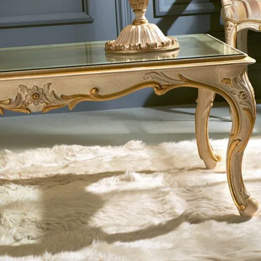 Italian Ivory And Gold Glass Coffee Table With Ornate Carvings Italian Ivory And Gold Glass Coffee Table With Ornate Carvings