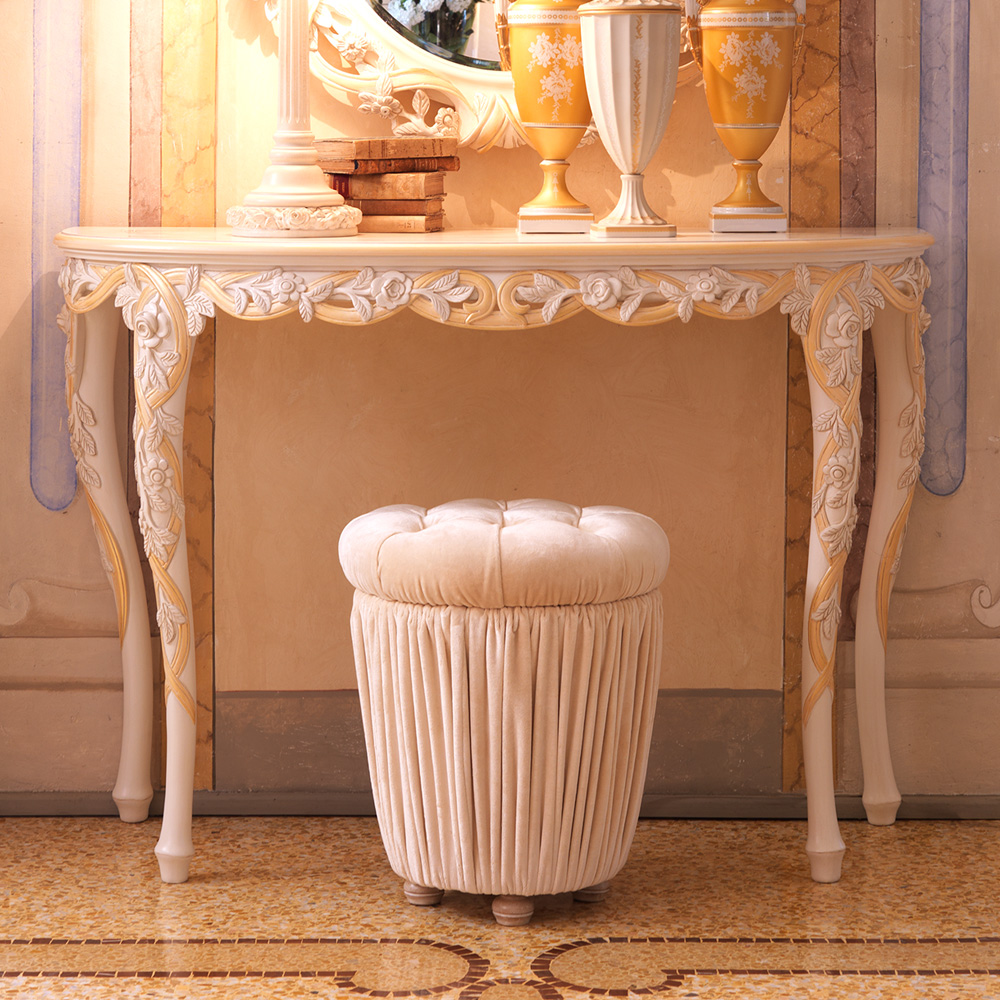 Italian Ivory and Gold Console Table and Mirror Set