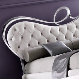 Italian Leather Button Upholstered Swirl Bed
