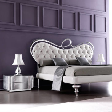 Italian Leather Button Upholstered Swirl Bed Italian Leather Button Upholstered Swirl Bed