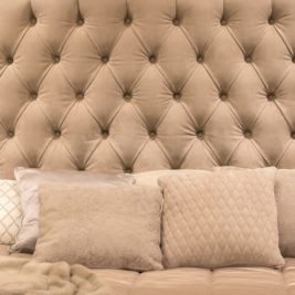 Italian Designer Button Upholstered Nubuck Leather Bed