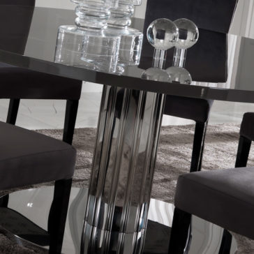 Italian Modern Designer Chrome Round Dining Table Set