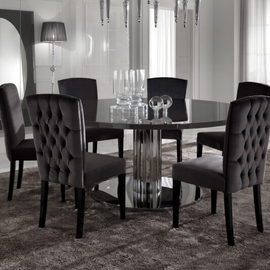 Italian Modern Designer Chrome Round Dining Table Set Italian Modern Designer Chrome Round Dining Table