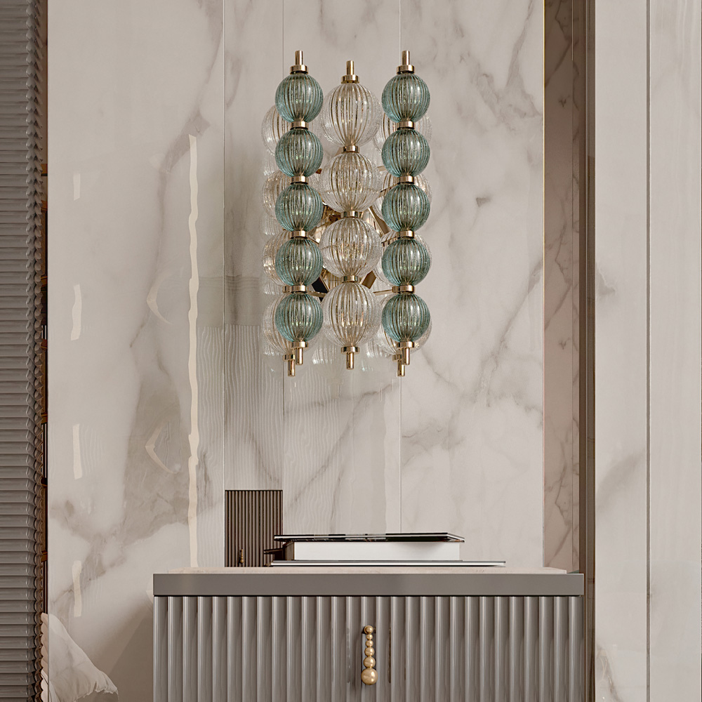 Italian Murano Glass Art Deco Inspired Wall Light