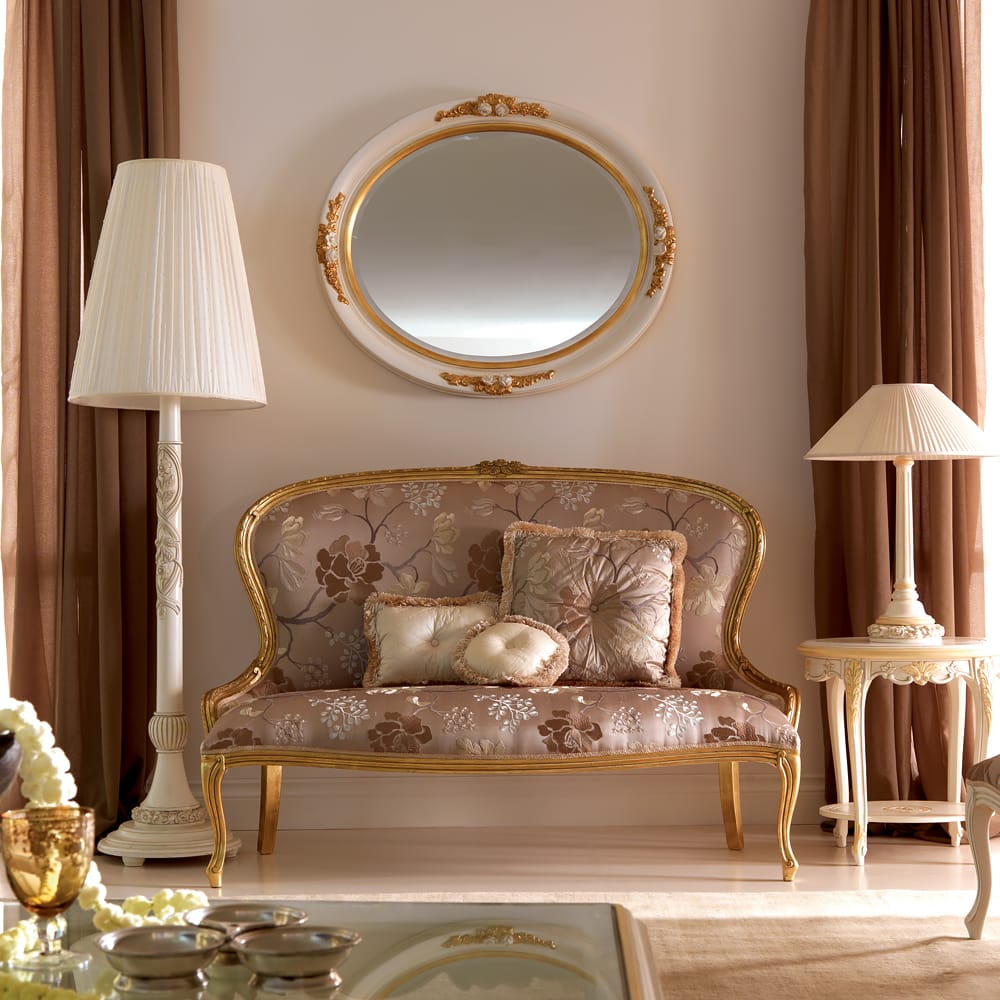 Italian Oval Ivory Lacquered Mirror