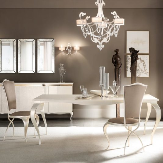 Italian Rectangular Dining Set In A Mother Of Pearl Finish