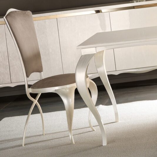 Italian Rectangular Dining Set In A Mother Of Pearl Finish