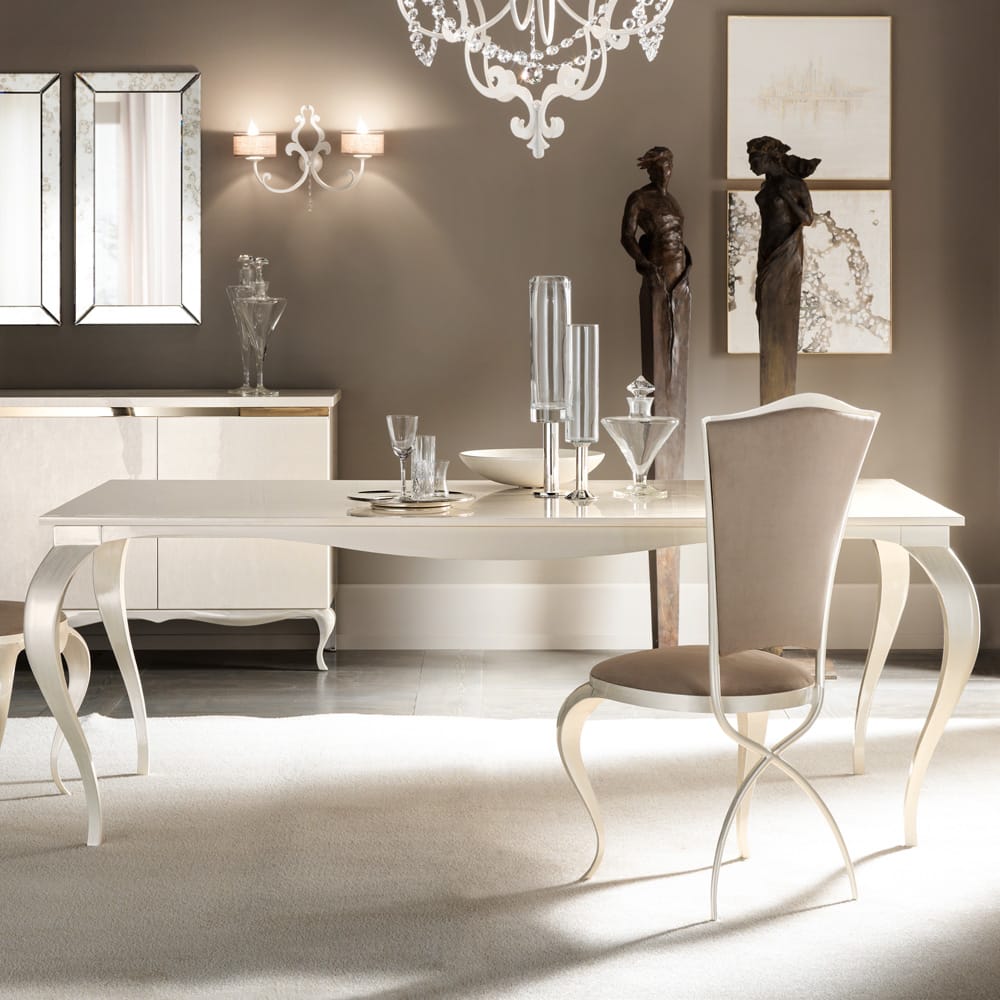 Italian Rectangular Dining Table In A Mother Of Pearl Finish