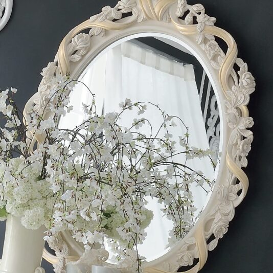 Italian Rose and Ribbon Oval Reproduction Wall Mirror Italian Rose and Ribbon Oval Reproduction Wall Mirror