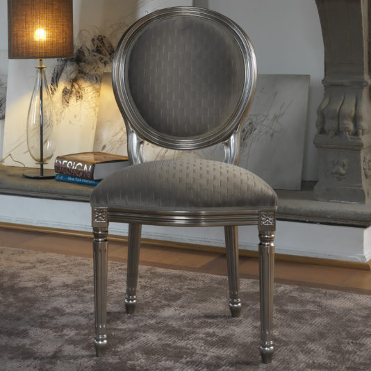 Italian Silver Grey Upholstered Chair