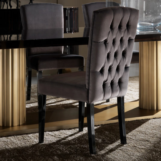 Italian Stylish Tall Button Upholstered Dining Chair