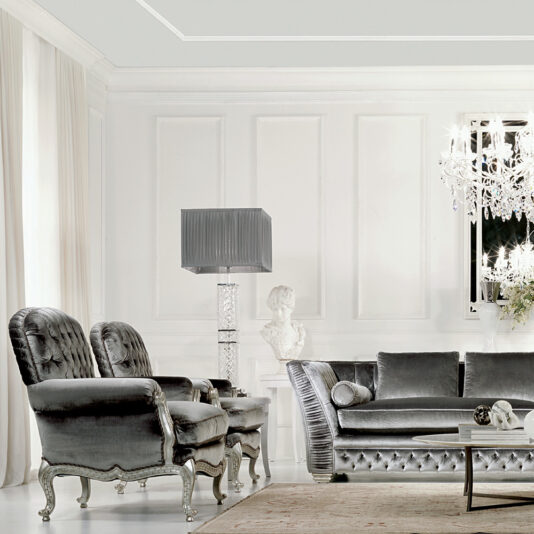 Italian Velvet Button Upholstered Designer Armchair