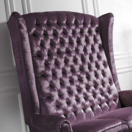 Italian Velvet High Backed Button Upholstered Sofa