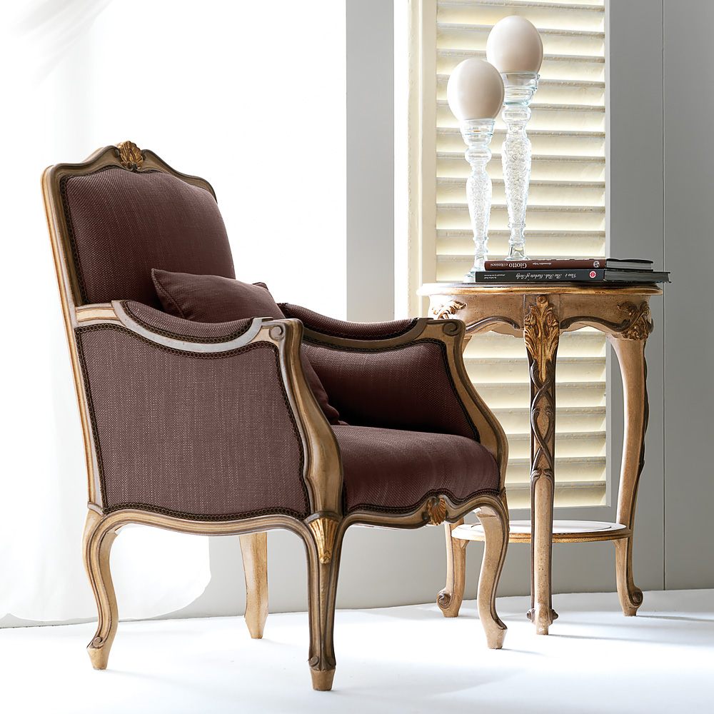 Italian Venetian Upholstered Designer Armchair
