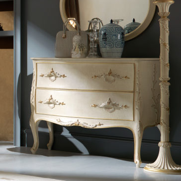 Italian Designer Ivory Chest of Drawers and Mirror Set Italian Designer Ivory Chest of Drawers and Mirror Set
