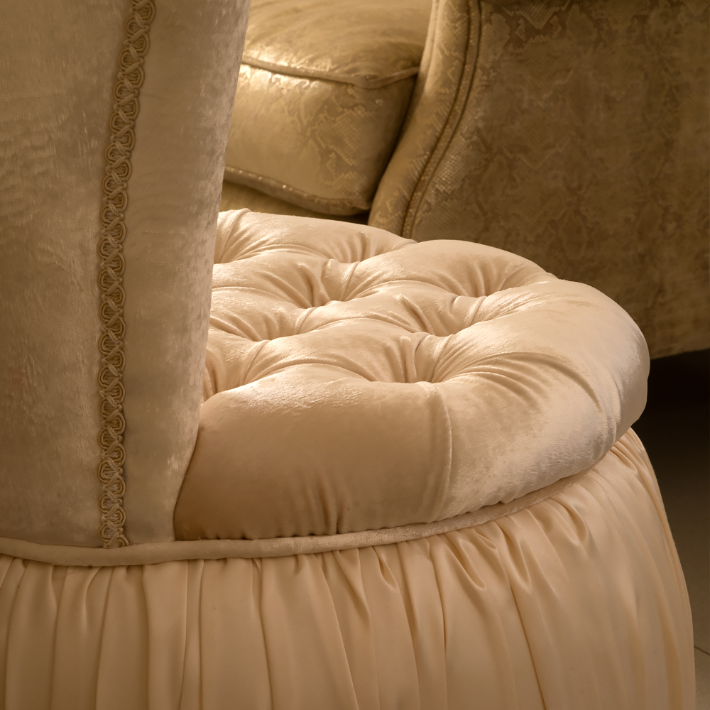 Luxury Ivory Velvet Bedroom Pouffe Chair