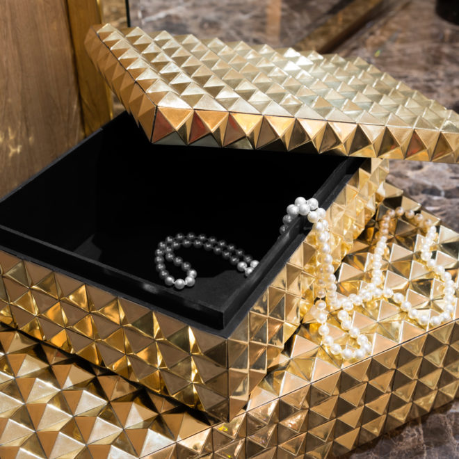 Large Modern Gold Jewellery Box Juliettes Interiors