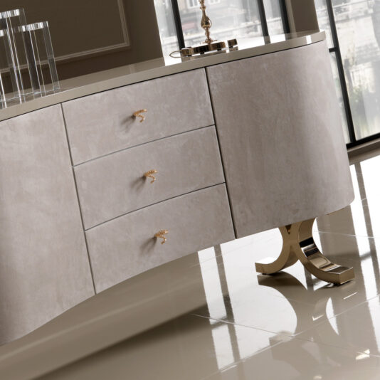 Lacquered Nubuck Shaped Luxury Sideboard With Drawers Lacquered Nubuck Shaped Luxury Sideboard With Drawers