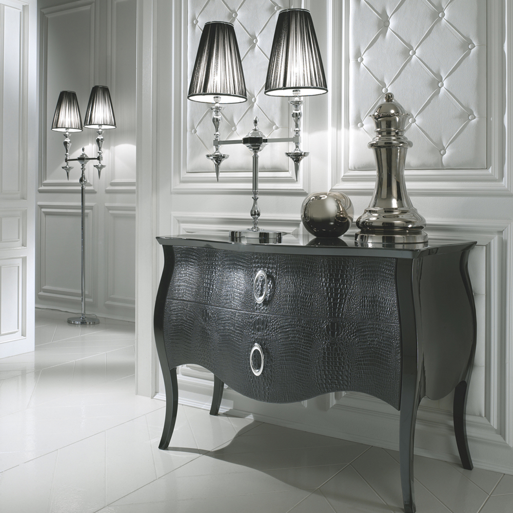 Lacquered Embossed Leather Chest of Drawers