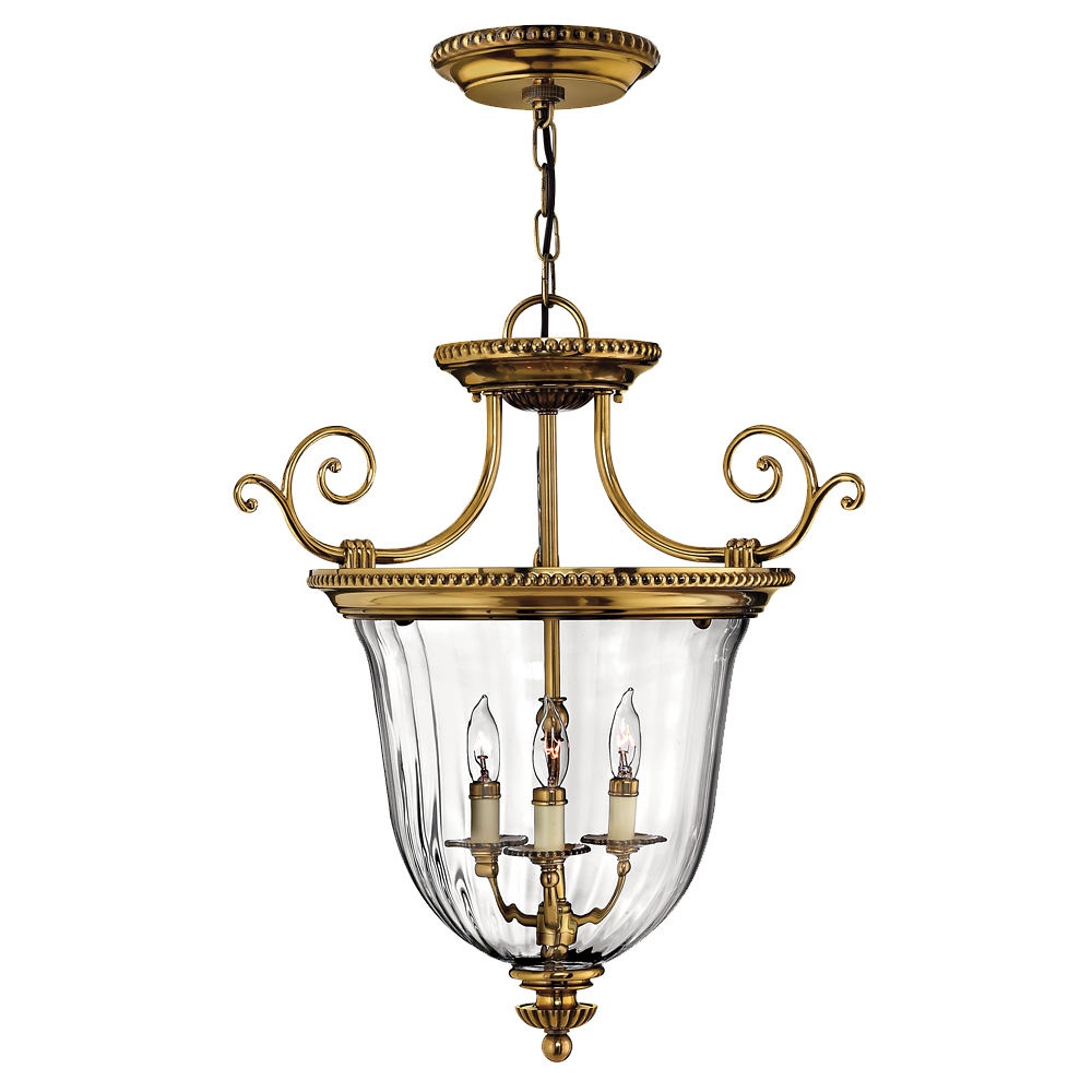 Classic Traditional Solid Brass Glass Pendant Light